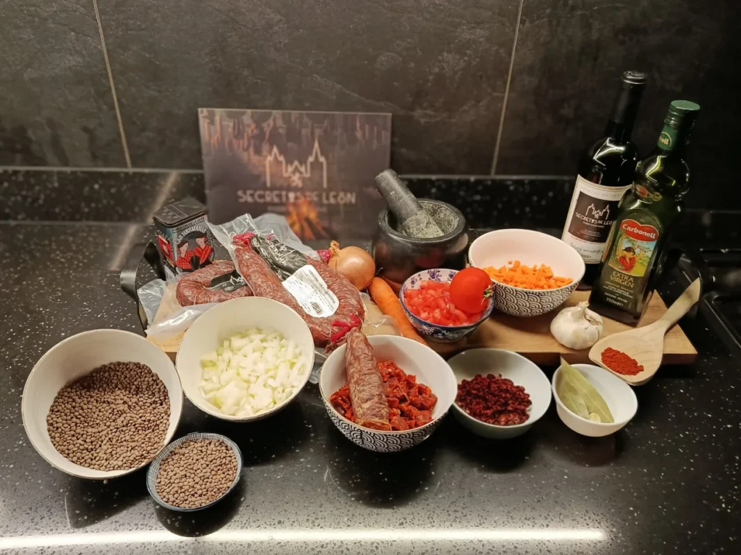 an image of the mise en place with the ingredients for the recipe.